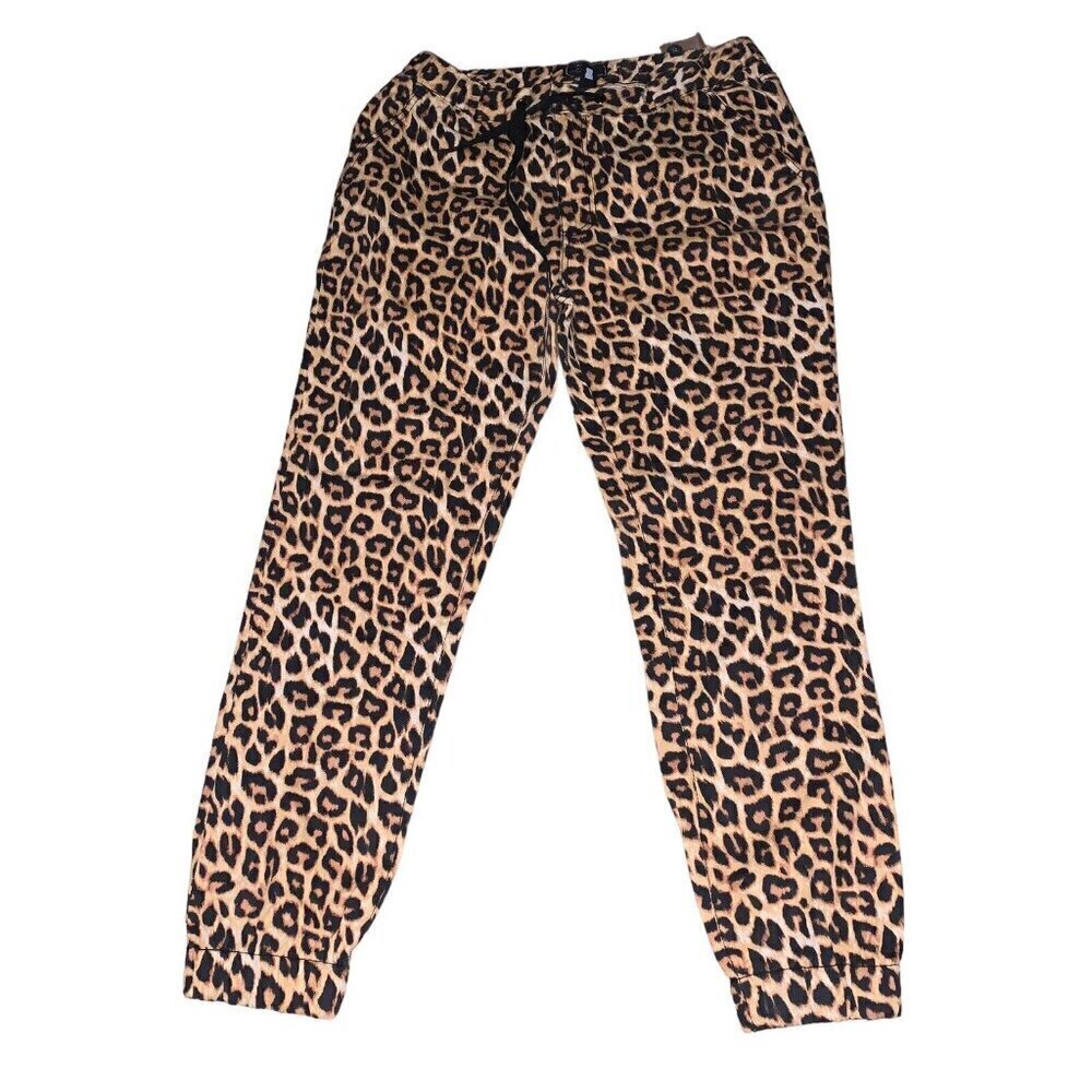 2/ M E N Size L‎ Women’s Leopard Pants NWT Elastic Cuff Hem And Waist